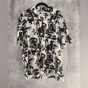 Zara Black and White Casual Button Down Shirt